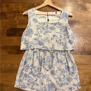 Floral Blue and White Romper